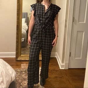 NWT 1. State Black & White Plaid Jumpsuit